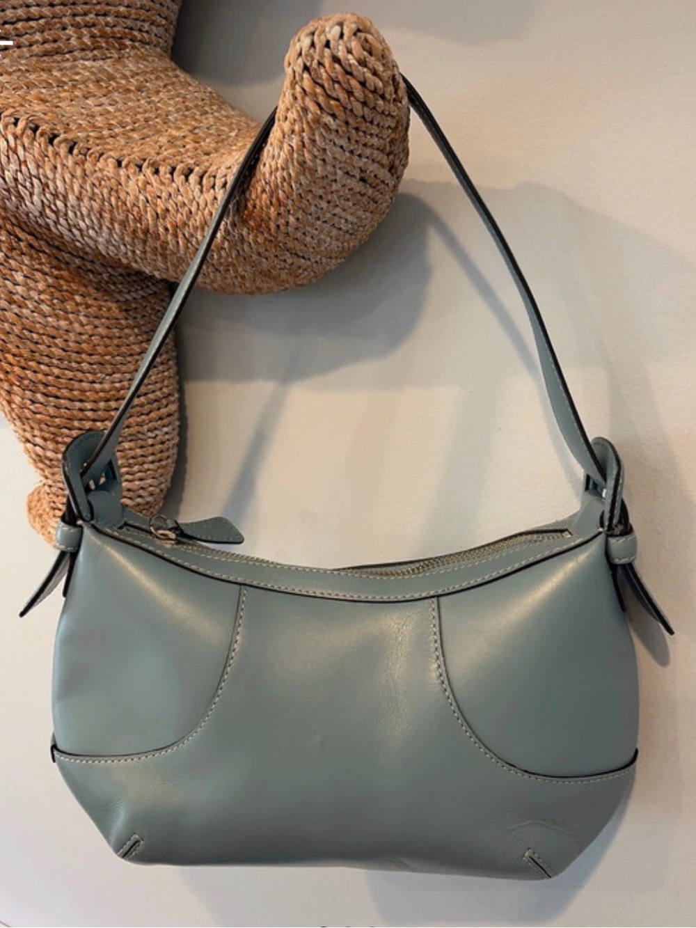 Cole Haan Vintage Y2K Hobo Shoulder Bag in Dusty Blue
